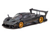 Pagani Zonda R Matt Black Carbon Fiber with Gold Wheels Global64 Series 1/64 Diecast Model Car Tarmac Works T64G-TL015-BCF