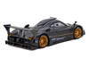 Pagani Zonda R Matt Black Carbon Fiber with Gold Wheels Global64 Series 1/64 Diecast Model Car Tarmac Works T64G-TL015-BCF