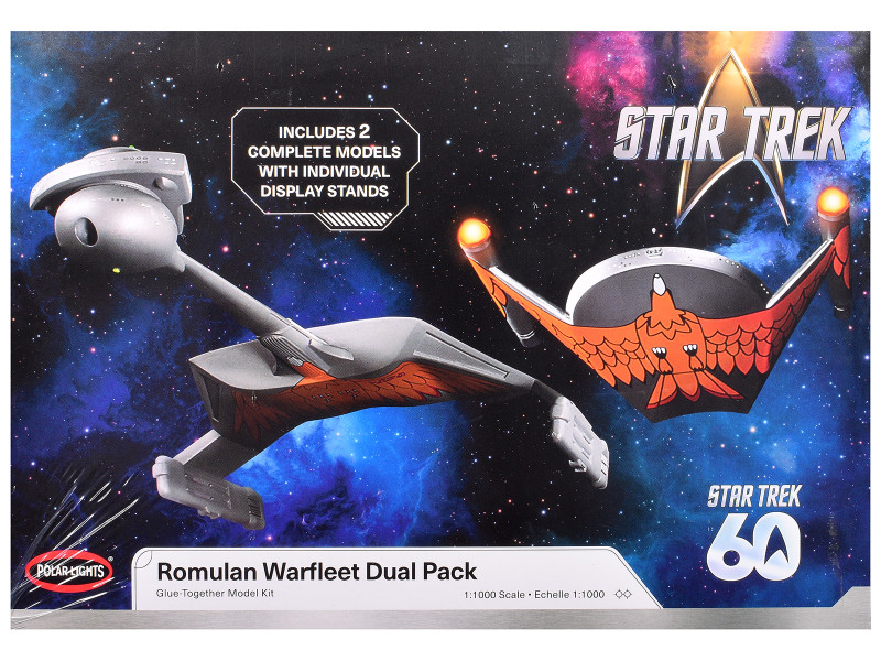 Skill 2 Model Kit Romulan Warfleet Dual Pack Star Trek The Original Series 1966 1969 TV Series 1/1000 Scale Model Polar Lights POL1020