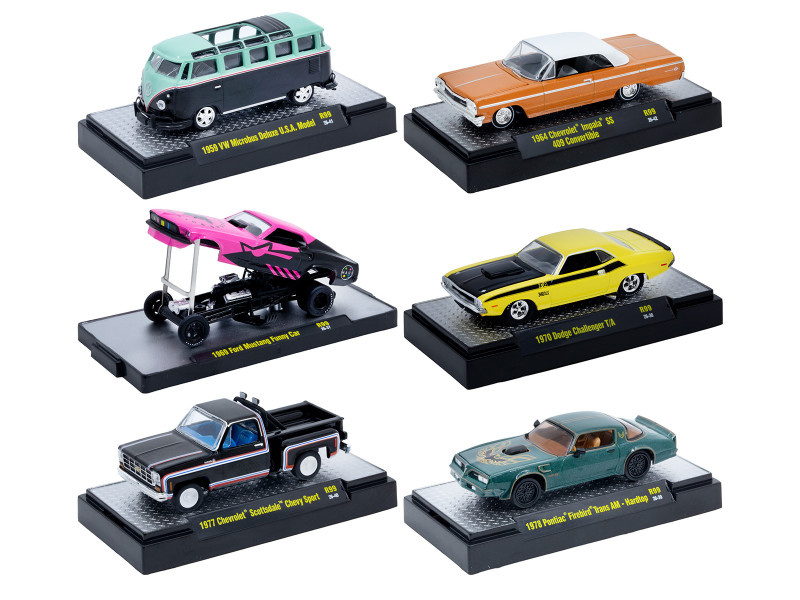 Auto Meets Set of 6 Cars IN DISPLAY CASES Release 99 Limited Edition 1/64 Diecast Model Cars M2 Machines 32600-99