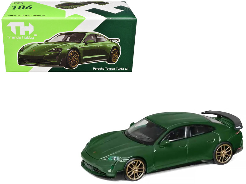 Porsche Taycan Turbo GT Green 1/64 Diecast Model Car Trends Hobby 241087-C