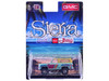 1975 GMC Jimmy Sierra 4x4 Light Blue with Graphics and Tan Top with Surfboard Limited Edition to 10560 pieces Worldwide 1/64 Diecast Model Car M2 Machines 31500-HS86