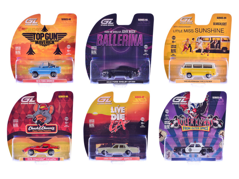 Hollywood Series Series 44 Set of 6 pieces 1/64 Diecast Model Cars Greenlight 62050SET