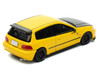 Honda Civic EG6 RHD Right Hand Drive Spoon Racing Yellow with Carbon Hood 1/64 Diecast Model Car Model Model MM64-EG6-001