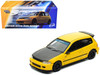 Honda Civic EG6 RHD Right Hand Drive Spoon Racing Yellow with Carbon Hood 1/64 Diecast Model Car Model Model MM64-EG6-001