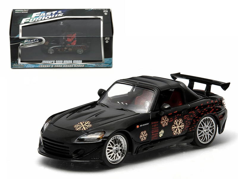 Johnny's 2000 Honda S2000 Black "The Fast and The Furious" Movie (2001) 1/43 Diecast Model Car Greenlight 86205