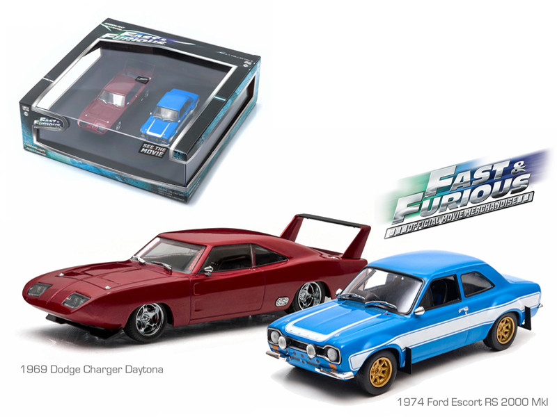 1969 Dodge Charger Daytona and 1974 Ford Escort RS 2000 Mkl "The Fast and The Furious" Movie Diorama Set 1/43 Diecast Model Cars
Greenlight 86251