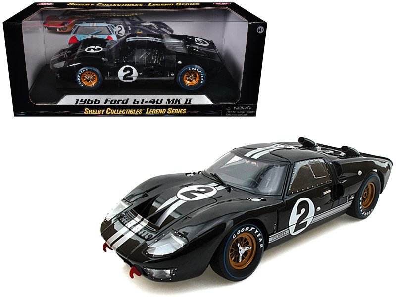 1966 Ford GT-40 MK 2 Black #2 1/18 Diecast Model Car Shelby Collectibles SC408