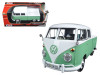 Volkswagen Type 2 T1 Double Cab Pickup Truck White and Green 1/24 Diecast Model Car Motormax 79343