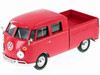 Volkswagen Type 2 T1 Double Cab Pickup Truck Wax Red 1/24 Diecast Model Car Motormax 79343