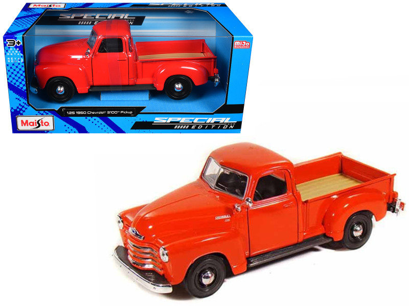 1950 Chevrolet 3100 Pick Up Truck Omaha Orange 1/25 Diecast Model Maisto 31952
