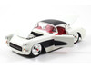 1957 Chevrolet Corvette Satin Cream Metallic with Matt Black Top and Side 1/24 Diecast Model Car Jada 98161