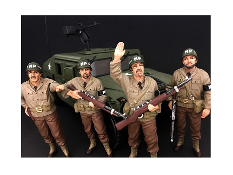 WWII Military Police 4 Piece Figure Set For 1:18 Scale Models American Diorama 77414 77415 77416 77417