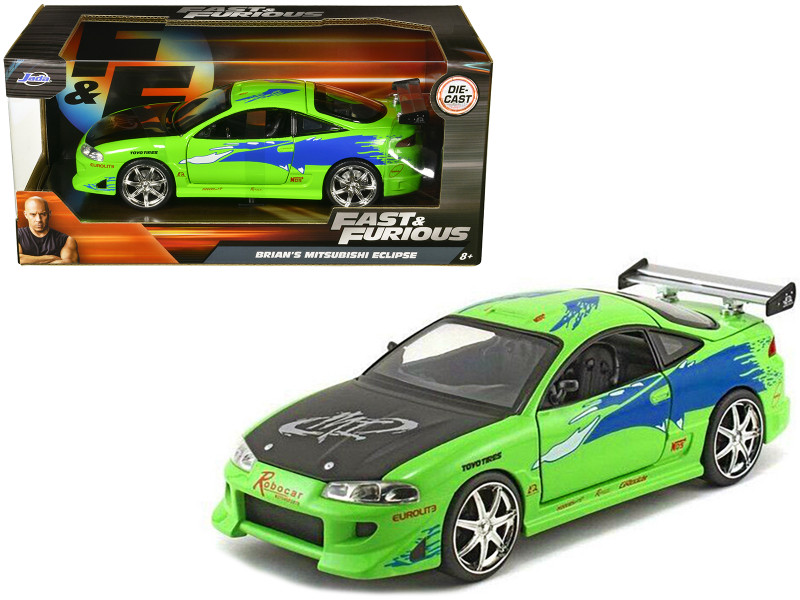 Brian's Mitsubishi Eclipse Green The Fast & Furious Movie 2001 1/24 Diecast Model Car Jada 97603