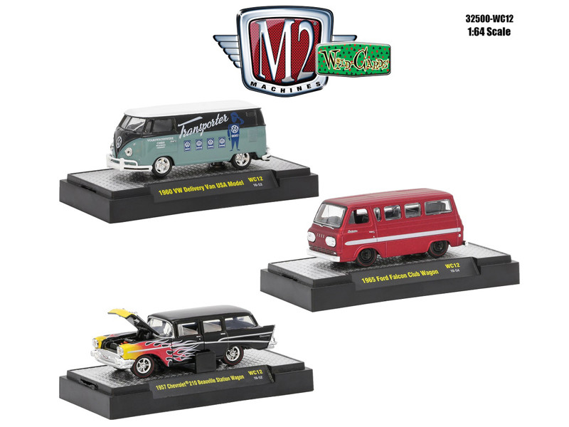 Wild Cards Set of 3 WITH CASES Release WC12 1/64 Diecast Model Cars by M2 Machines