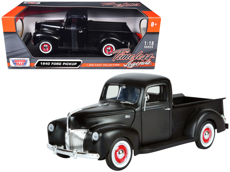1940 Ford Pickup Matt Black 1/18 Diecast Model Car Motormax 73170