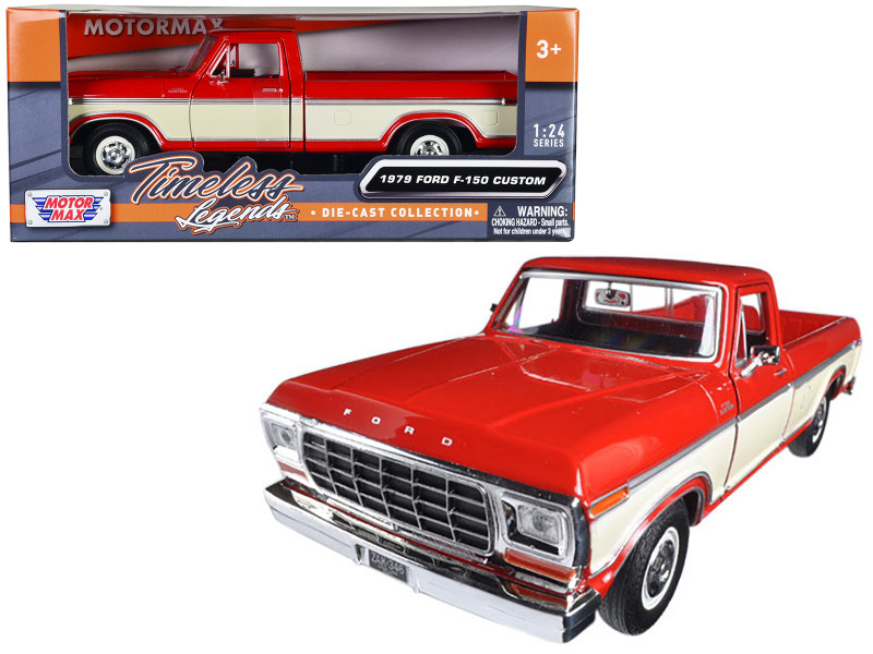 1979 Ford F-150 Pickup Truck 2 Tone Red Cream 1/24 Diecast Model Car Motormax 79346