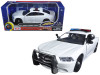 2011 Dodge Charger Pursuit Police Car White with Flashing Light Bar Front and Rear Lights and 2 Sounds 1/24 Diecast Model Car Motormax 79532