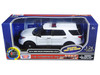 2015 Ford Police Interceptor Utility White with Light Bar and Sound 1/24 Diecast Model Car Motormax 79535