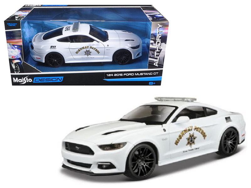 Starsun Depot 15 Ford Mustang Gt 5 0 Highway Patrol Police Car White 1 24 Diecast Model Car By Maisto