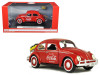 1966 Volkswagen Beetle Coca Cola with Rear Decklid Rack and 2 Bottle Cases 1/24 Diecast Model Car Motorcity Classics 424067