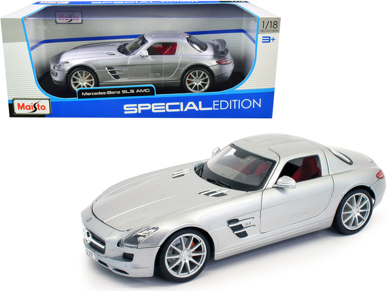 Mercedes Benz SLS AMG Gullwing Silver 1/18 Diecast Model Car Maisto 36196