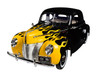 1940 Ford Deluxe Black with Yellow Flames Timeless Classics 1/18 Diecast Model Car Motormax 73108
