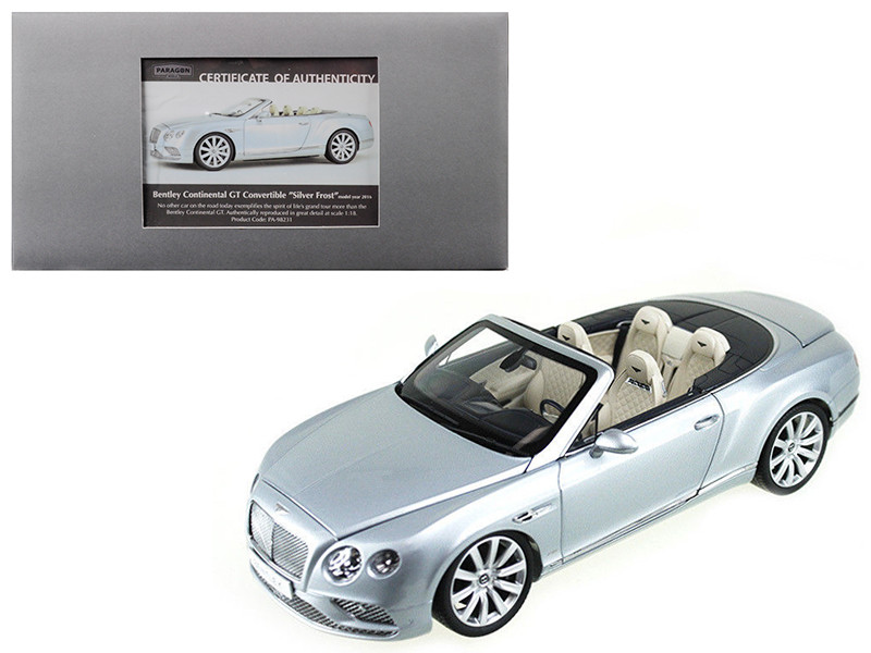 2016 Bentley Continental GT Convertible LHD Silver Frost 1/18 Diecast Model Car Paragon 98231
