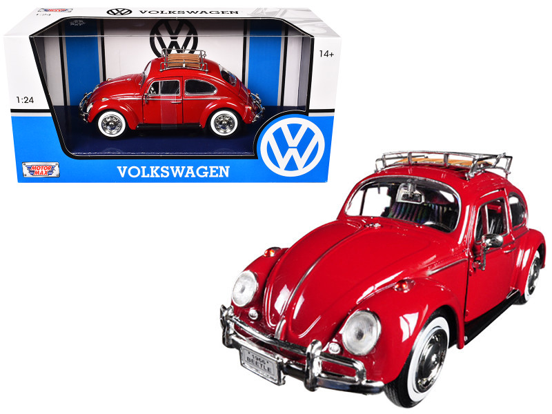1966 Volkswagen Classic Beetle Red 1/24 Diecast Car Model Motormax 79558 79559
