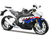 BMW S 1000 RR White Blue Red Stripes Plastic Display Stand 1/12 Diecast Motorcycle Model Maisto 31191-32702