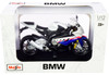 BMW S 1000 RR White Blue Red Stripes Plastic Display Stand 1/12 Diecast Motorcycle Model Maisto 31191-32702
