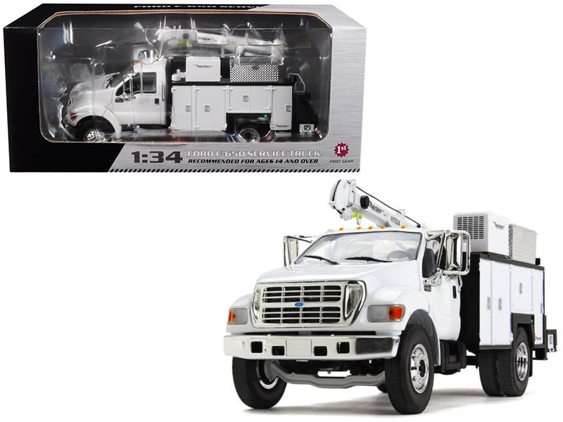 Ford F-650 with Maintainer Service Body White 1/34 Diecast Model Car by First Gear