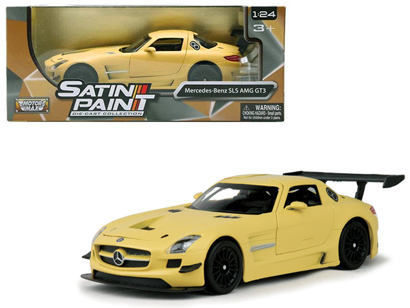 Mercedes Benz SLS AMG GT3 Matte Yellow 1/24 Diecast Car Model Motormax 79501