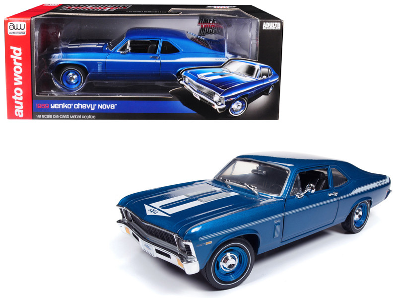 Diecast Model Cars Wholesale Toys Dropshipper Drop Shipping 1969 Chevrolet Yenko Nova Blue White Stripes Limited Edition 1002 Pieces Worldwide 1 18 Autoworld Amm1135 Drop Shipping Wholesale Drop Ship Drop Shipper Dropship Dropshipping Toys Dropshippe