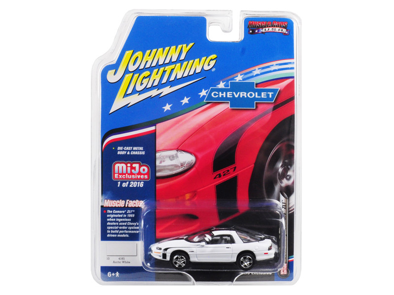 2002 Chevrolet Camaro ZL1 427 Arctic White Black Stripes Muscle Cars USA Limited Edition 2016 pieces Worldwide 1/64 Diecast Model Car Johnny Lightning JLCP7139