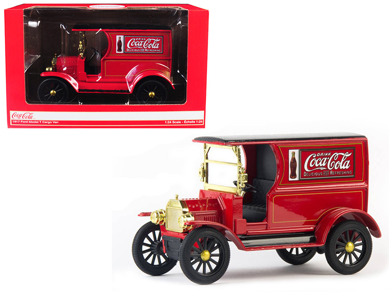 1917 Ford Model T Cargo Van Coca Cola Red Black Top 1/24 Diecast Model Car Motorcity Classics 424917