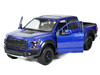 2017 Ford F-150 Raptor Pickup Truck Blue Black Wheels 1/27 Diecast Model Car Motormax 79344