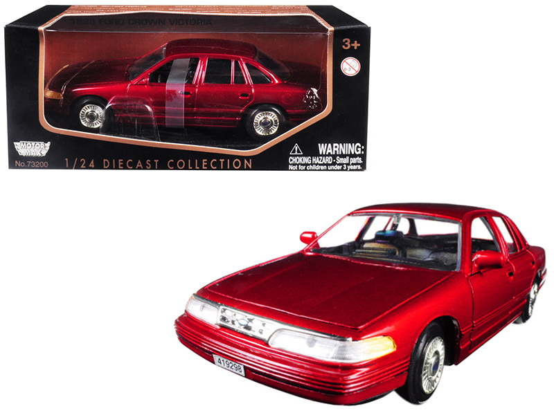 1998 Ford Crown Victoria Metallic Red 1/24 Diecast Model Car Motormax 76102