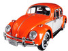 1966 Volkswagen Classic Beetle Rear Luggage Rack Orange 1/24 Diecast Model Car Motormax 79558