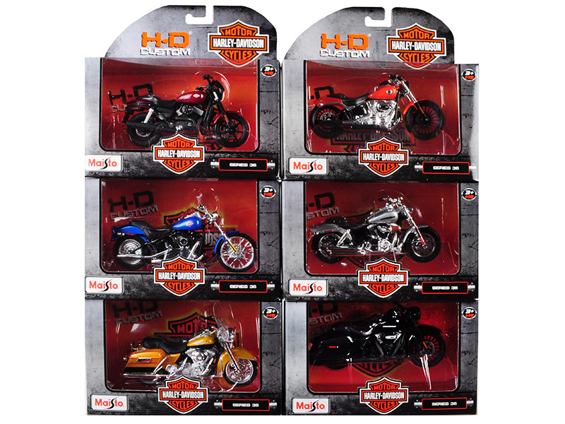 Harley Davidson Motorcycle 6 piece Set Series 36 1/18 Diecast Models Maisto 31360-36