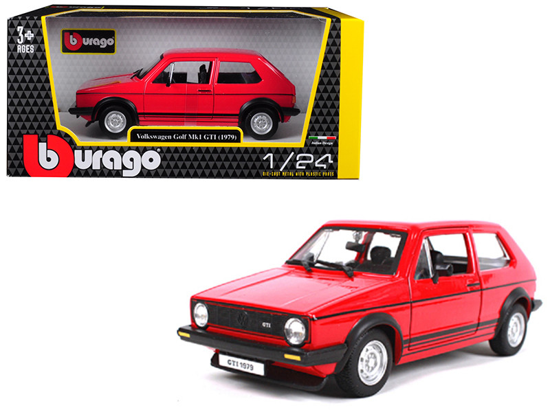 1979 Volkswagen Golf Mk1 GTI Red Black Stripes 1/24 Diecast Model Car Bburago 21089