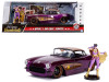 1957 Chevrolet Corvette Purple Batgirl Diecast Figurine DC Comics Bombshells Series 1/24 Diecast Model Car Jada 30457