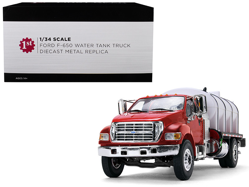 Ford F-650 Roto Molded Water Tank Truck Red White 1/34 Diecast Model First Gear 10-4152