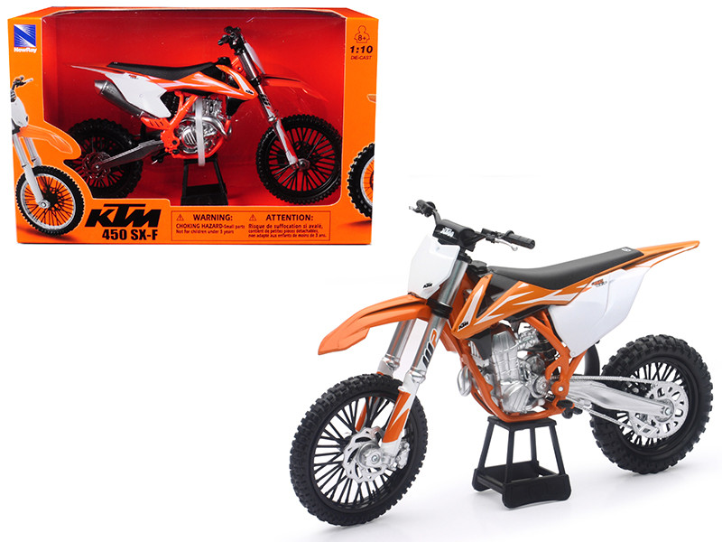 KTM 450 SX-F Dirt Bike Orange White Motorcycle Model 1/10 New Ray 57943