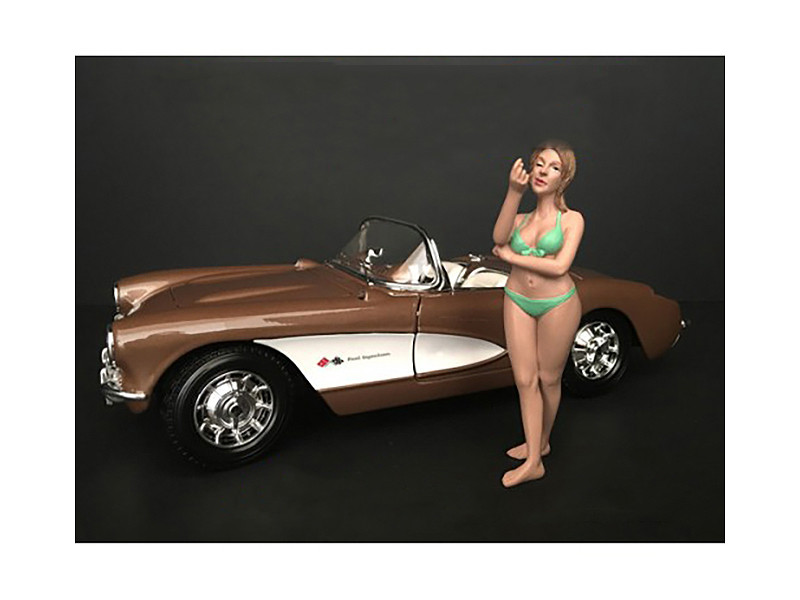August Bikini Calendar Girl Figurine for 1/18 Scale Models by American Diorama