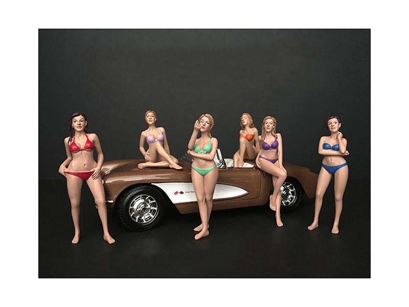 Bikini Calendar Girls Series II 6 piece Figurine Set for 1/24 Scale Models by American Diorama