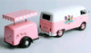 Volkswagen T1 Delivery Van Ice-Cream Trailer Pink White Ice-Cream Shop 1/24 Diecast Model Car Motormax 79672