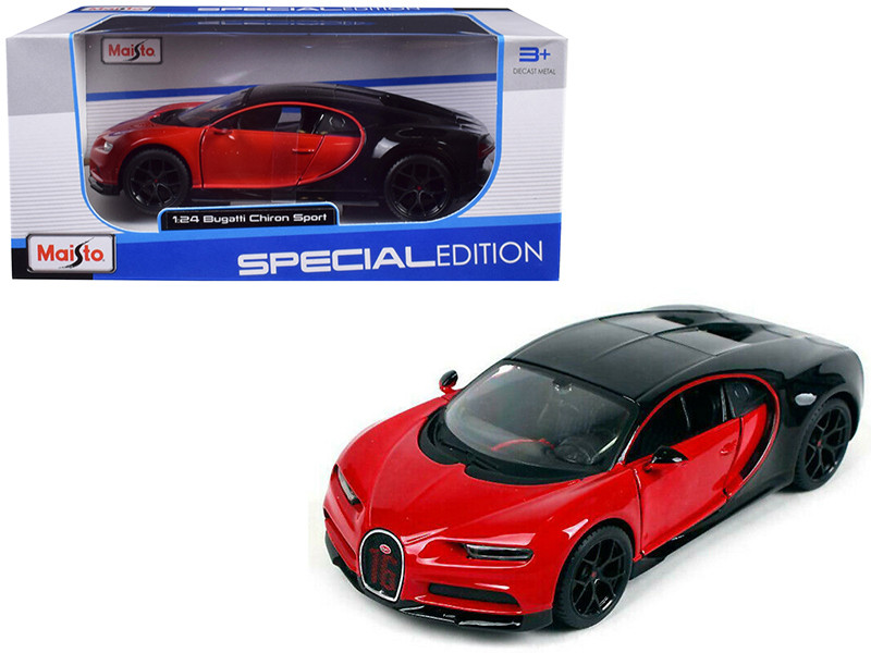 Bugatti Chiron Sport 16 Red Black Special Edition 1/24 Diecast Model Car Maisto 31524