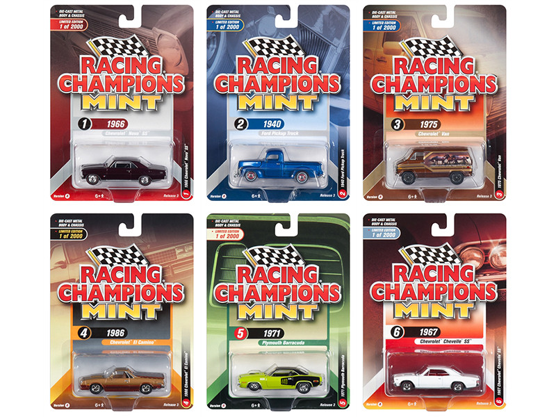 2018 Mint Release 3, Set A of 6 Cars Limited Edition to 2,000 pieces Worldwide 1/64 Diecast Models by Racing Champions