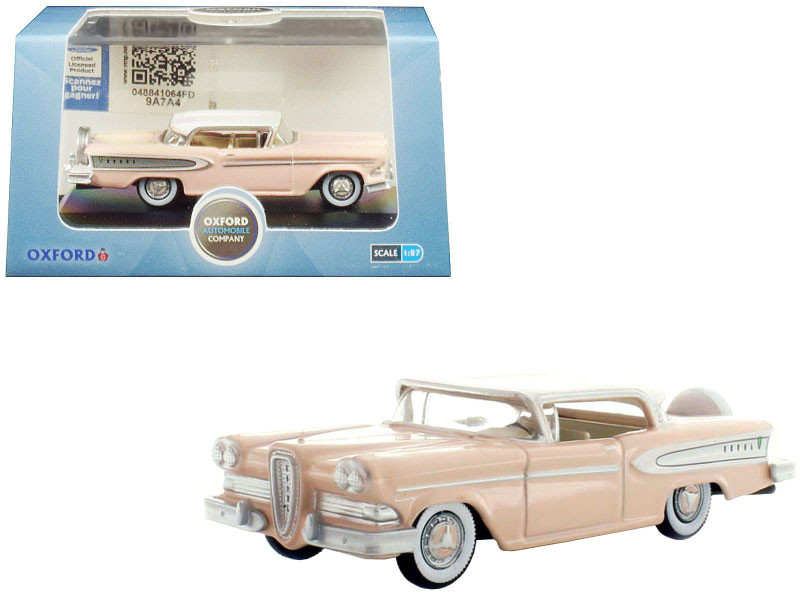 1958 Edsel Citation Chalk Pink Frost White Top 1/87 HO Scale Diecast Model Car Oxford Diecast 87ED58003